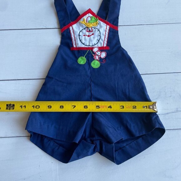 Vintage Baby Boy Hickory Dickory Dock Romper Overalls Outfit - Picture 8 of 9